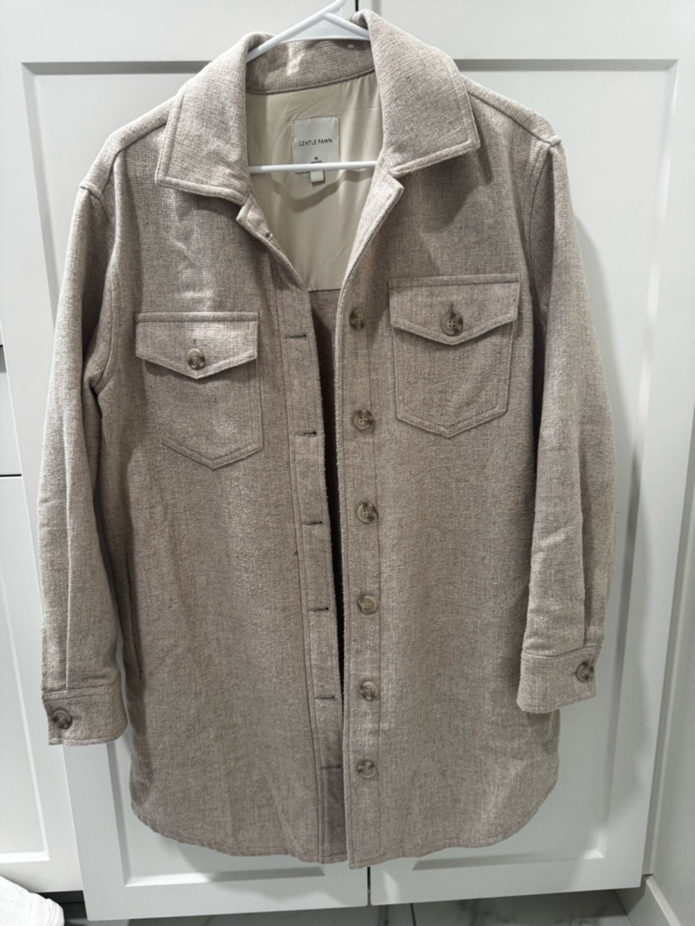 Gentle Fawn Beige Button-Up Shacket Coat